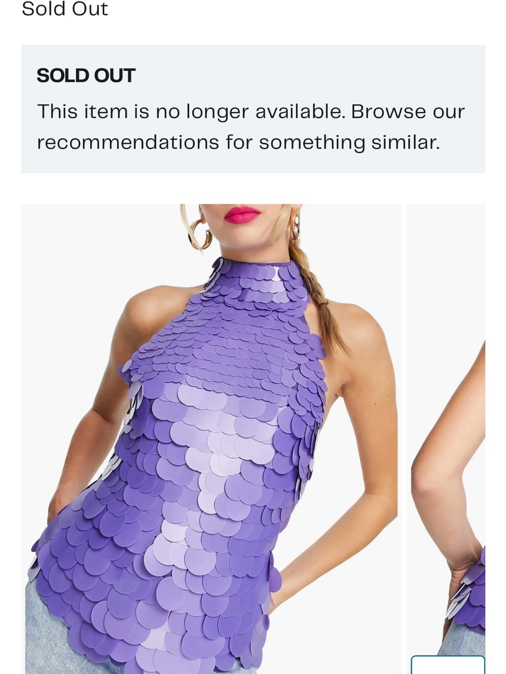 Asos design purple Sequin Halter top